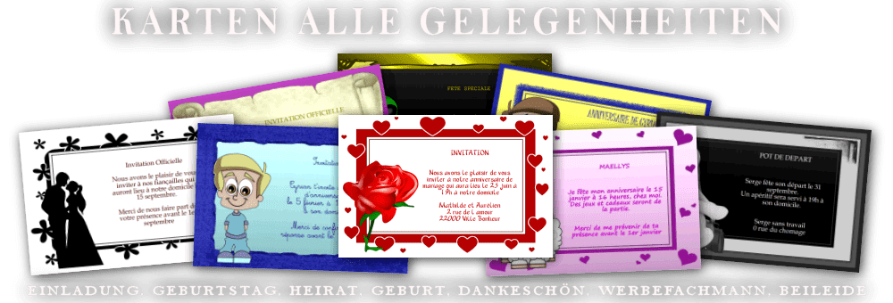 Eine Vorlage mehrerer Einladungskarten