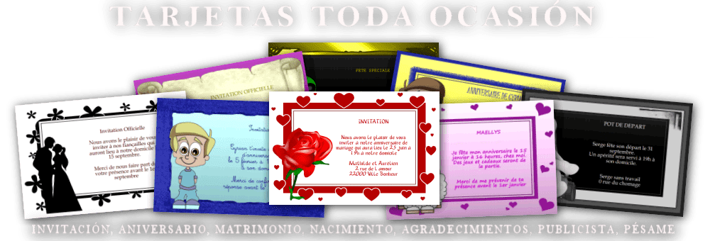 Una presentacin de varias tarjetas de invitacin